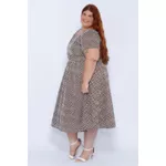Vestido Bordado Marrom - Plus Size