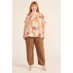 Blusa Bata Viscose Estampa Tropical Rosé - Plus Size