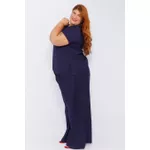 Calça Pantalona Social Viscose Azul Marinho - Plus Size