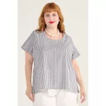 Blusa Social Botão Listra Preta - Plus Size