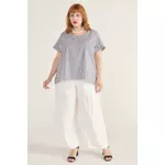 Blusa Social Botão Listra Preta - Plus Size