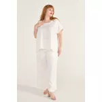 Blusa Social Botão Viscose Off-White - Plus Size