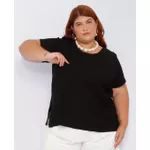 Blusa Social Botão Viscose Preta - Plus Size