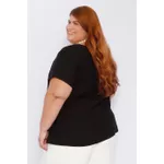 Blusa Social Botão Viscose Preta - Plus Size
