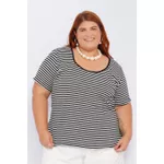Blusa Malha Listra Preta - Plus Size