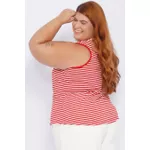 Blusa Regata Listra Vermelha - Plus Size