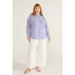 Camisa Social Algodão Listra Azul - Plus Size