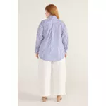 Camisa Social Algodão Listra Azul - Plus Size