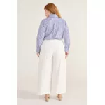 Camisa Social Algodão Listra Azul - Plus Size