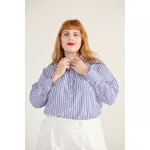 Camisa Social Algodão Listra Azul - Plus Size