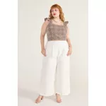 Calça Pantalona Social Viscose Off White - Plus Size
