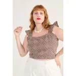 Top Babadinho Marrom Bordado - Plus Size