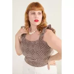 Top Babadinho Marrom Bordado - Plus Size