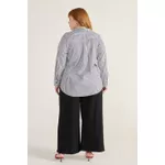 Camisa Social Algodão Listra Preta - Plus Size