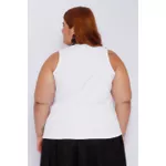 Blusa Regata Malha Ribana Branca - Plus Size