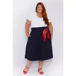 Saia Linho Azul Marinho - Plus Size