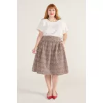 Saia Bordada Marrom - Plus Size