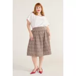 Saia Bordada Marrom - Plus Size