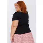 Blusa Malha Ribana Preta - Plus Size