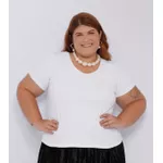 Blusa Malha Ribana Branca - Plus Size