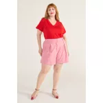 Blusa Algodão PIMA Gola V Vermelha - Plus Size