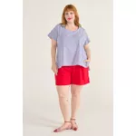 Blusa Social Botão Listra Azul - Plus Size