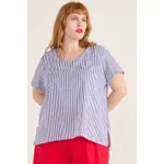 Blusa Social Botão Listra Azul - Plus Size