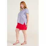 Blusa Social Botão Listra Azul - Plus Size