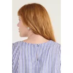 Blusa Social Botão Listra Azul - Plus Size