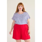 Blusa Social Botão Listra Azul - Plus Size
