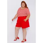 Blusa Malha Listra Vermelha - Plus Size