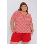 Blusa Malha Listra Vermelha - Plus Size