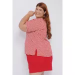 Blusa Malha Listra Vermelha - Plus Size