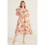 Vestido Viscose Estampa Tropical Rosé - Plus Size