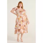 Vestido Viscose Estampa Tropical Rosé - Plus Size