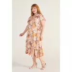 Vestido Viscose Estampa Tropical Rosé - Plus Size