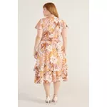 Vestido Viscose Estampa Tropical Rosé - Plus Size