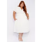 Vestido Viscose Off White Paetê - Plus Size