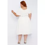 Vestido Viscose Off White Paetê - Plus Size