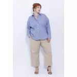 Camisa Social Algodão Azul Listra - Plus Size