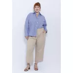 Calça Botões 2.0 Linho com Elastano Bege - Plus Size