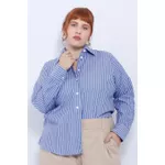 Camisa Social Algodão Azul Listra - Plus Size