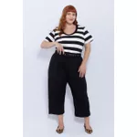 Calça Botões 2.0 Linho com Elastano Preta - Plus Size