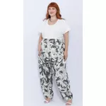 Calça Viscose Estampa Verde Floral - Plus Size