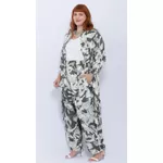 Calça Viscose Estampa Verde Floral - Plus Size