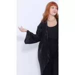 Quimono Plissado Preto Brilho - Plus Size