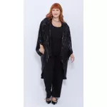 Quimono Plissado Preto Brilho - Plus Size