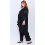 Quimono Plissado Preto Brilho - Plus Size