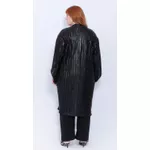 Quimono Plissado Preto Brilho - Plus Size
