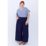 Calça Pantalona Social Viscose Azul Marinho - Plus Size